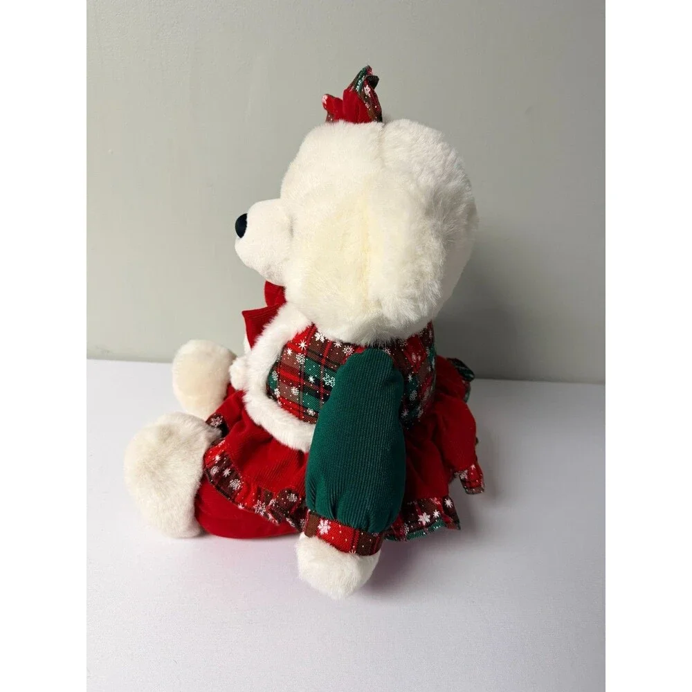 Vintage Snowflake 1994 White Christmas Teddy Bear Plush Holiday Dress 15in